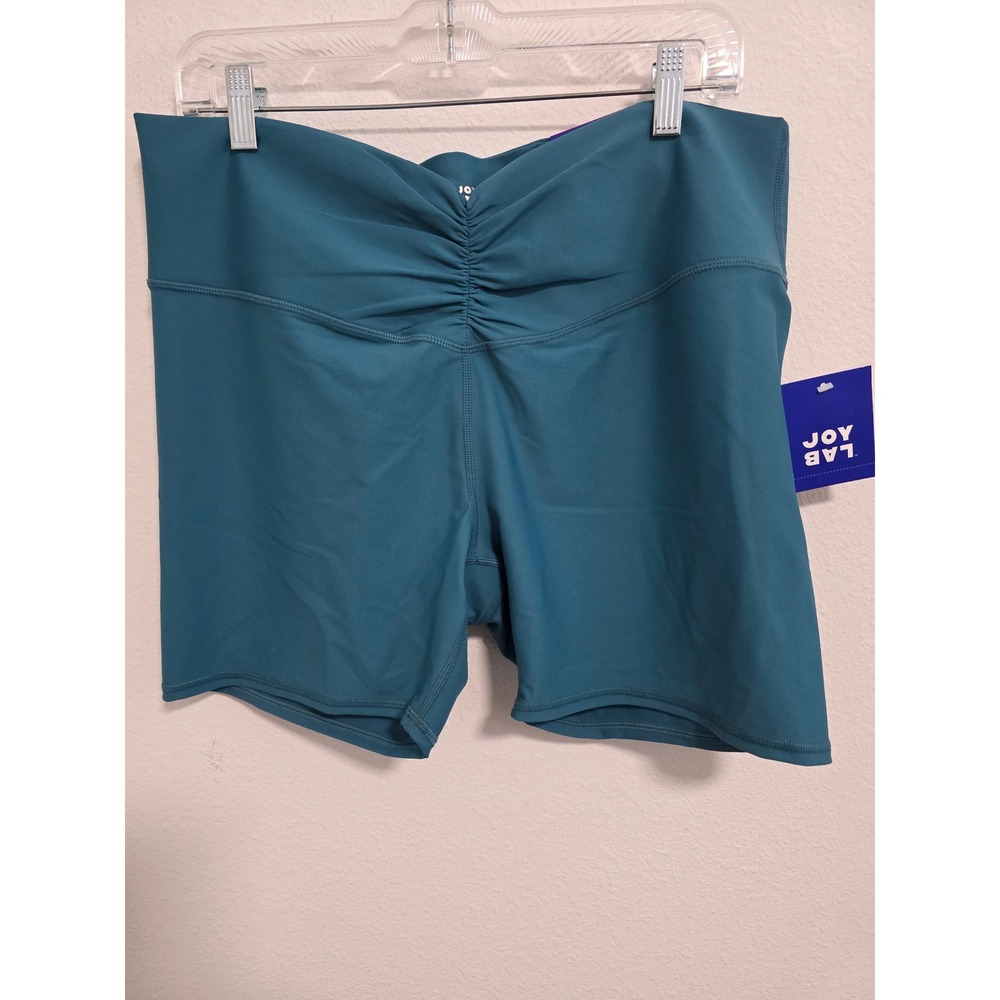 JoyLab Women XXL Colonial Blue Ruched Front 5 Inch Inseam Bike Shorts NWT